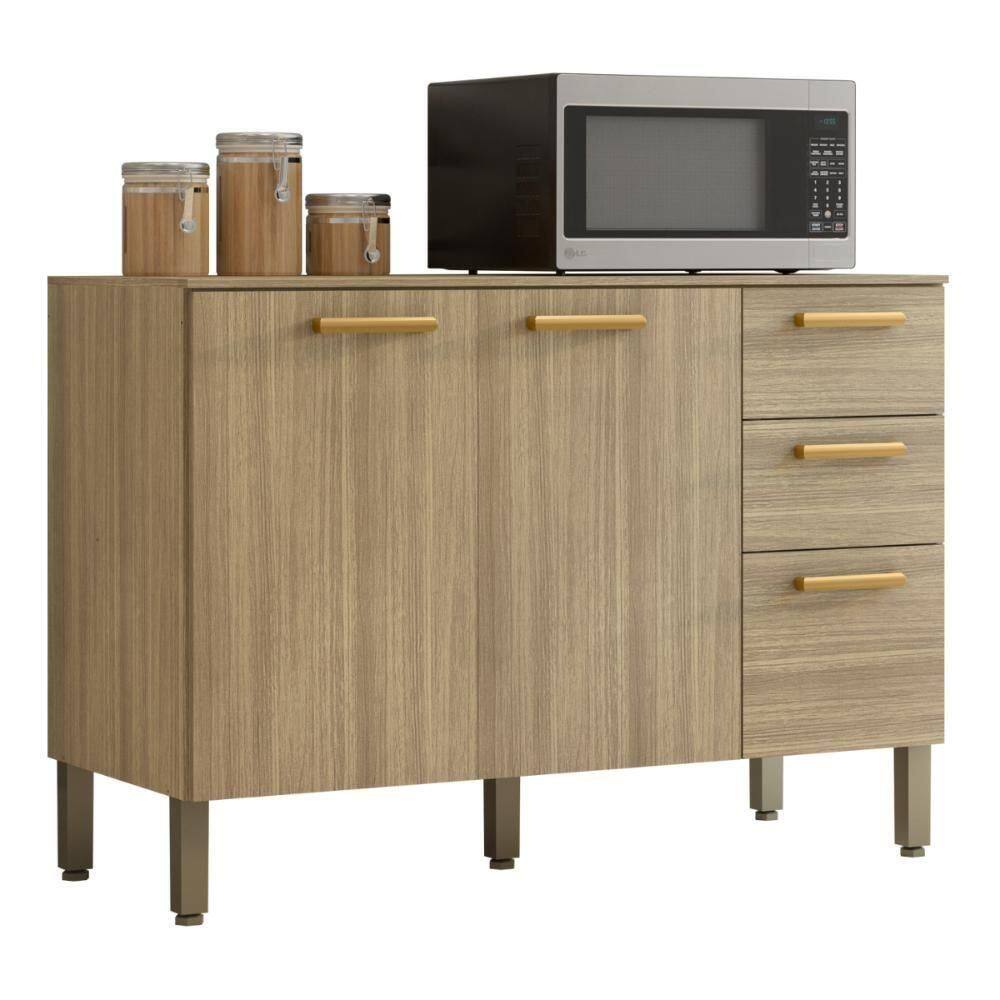 Balcão Sem Tampo Com 3 Portas E 2 Gavetas Dortmund Freijó