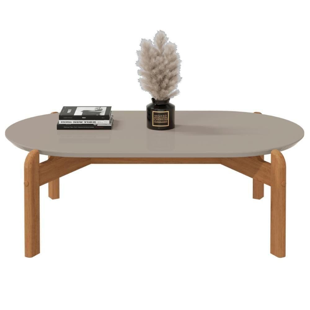 Mesa Para Sala Oval Divinópolis Off White Cedro