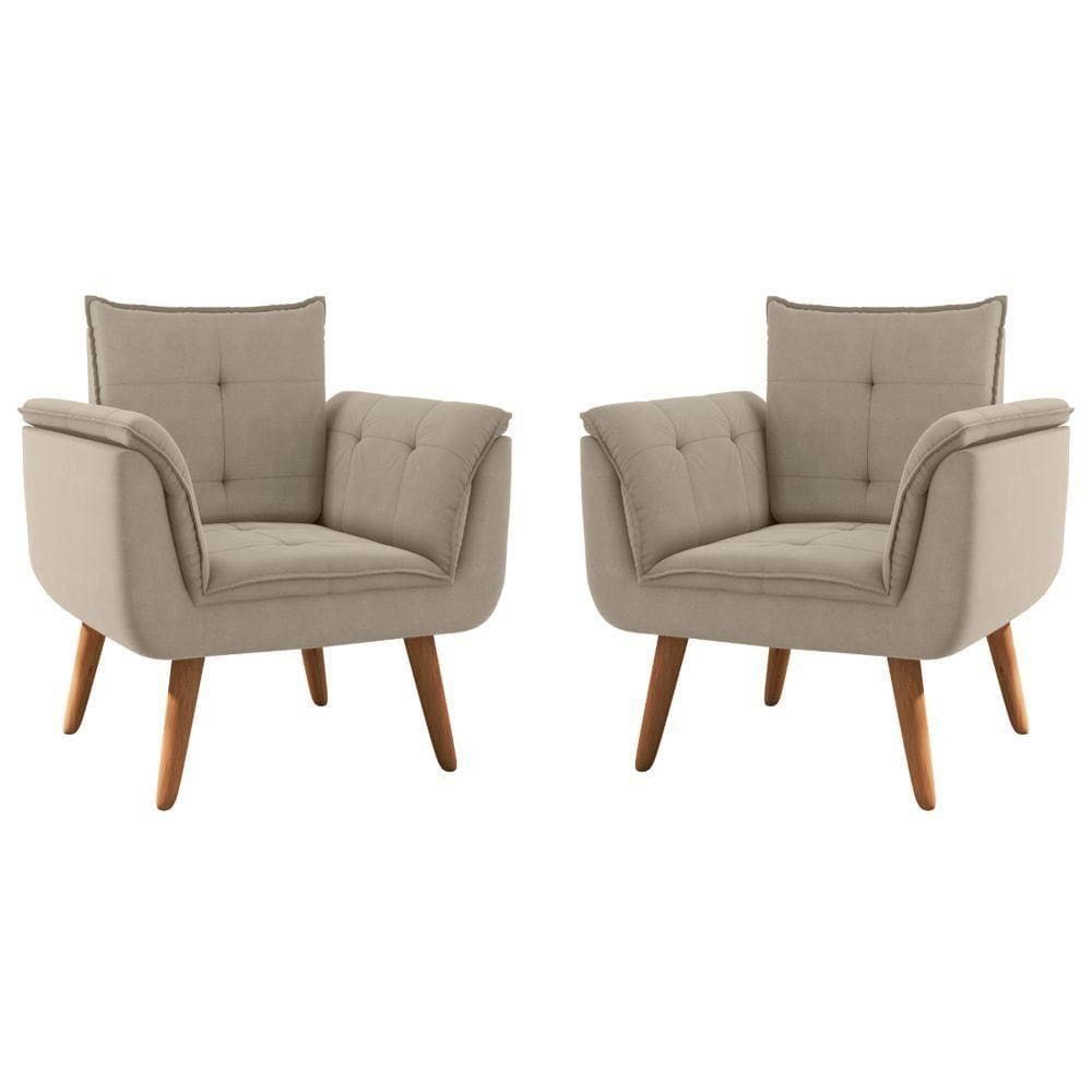 Conjunto Poltrona Para Sala De Recepção Silveiras Inca Castor
