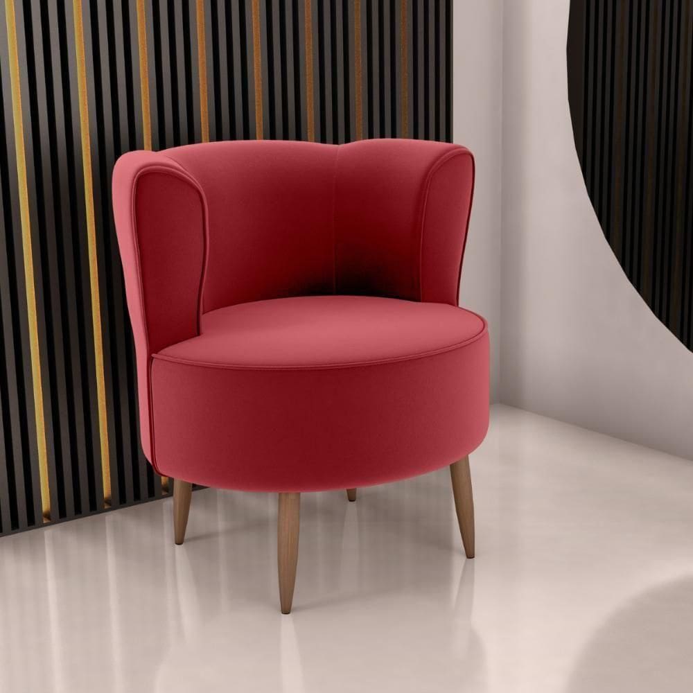 Poltrona Para Sala De Recepção Ceará Veludo Vinho