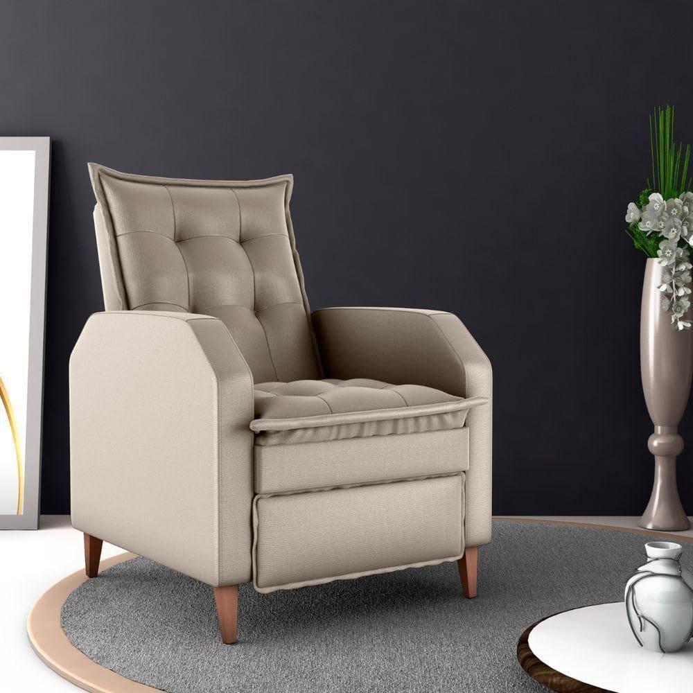 Poltrona Reclinável Leeds Veludo Turkey Cappuccino