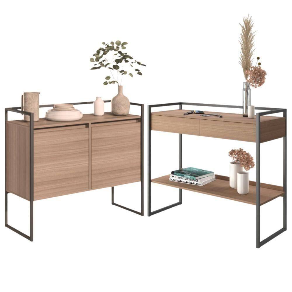 Conjunto Buffet Compacto E Aparador Industrial Montana
