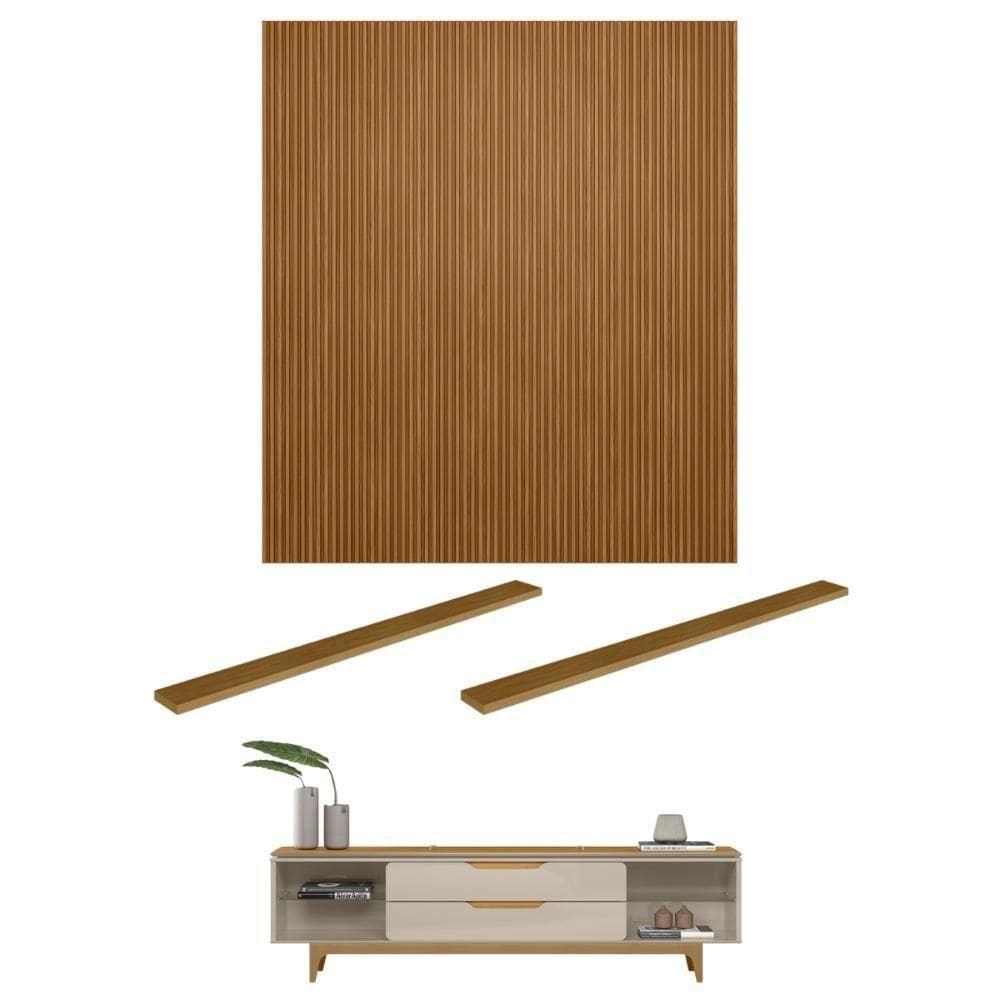 Conjunto Rack E Painel Frisado Tv 75\` Lance Tauri Off White