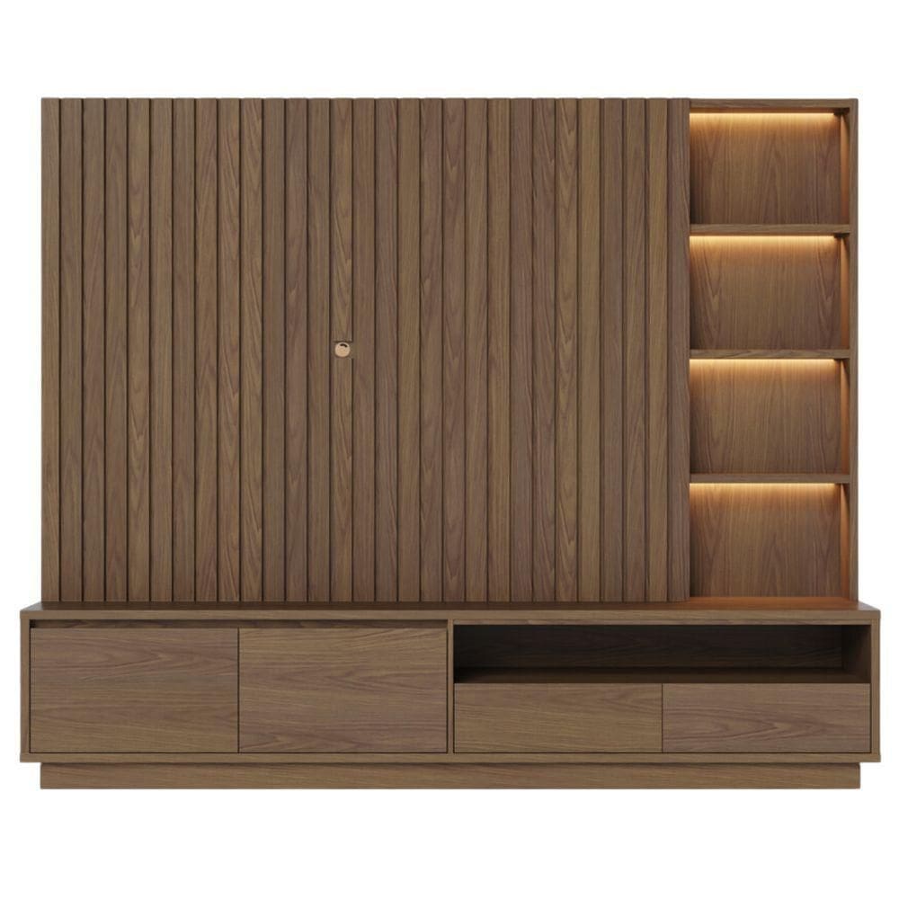 Home Ripado Para Tvs De 82 E Com Led Nice Amendoa
