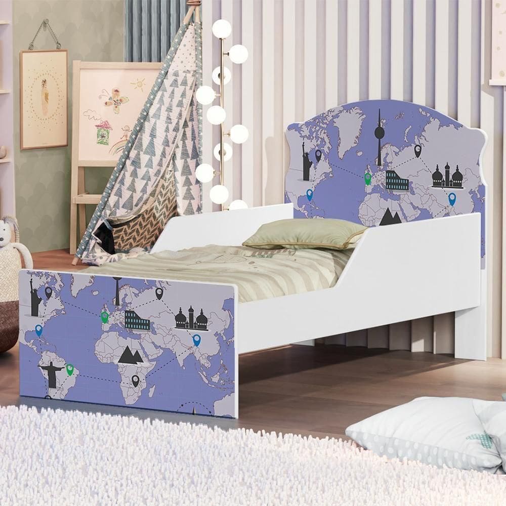 Mini Cama Mapa De Viagens Com Colchão