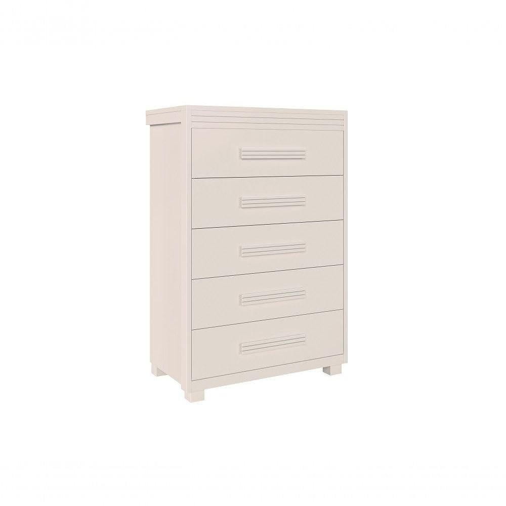 Cômoda Paris 5 Gavetas Mdf Com Pés De Madeira Camas Fenix