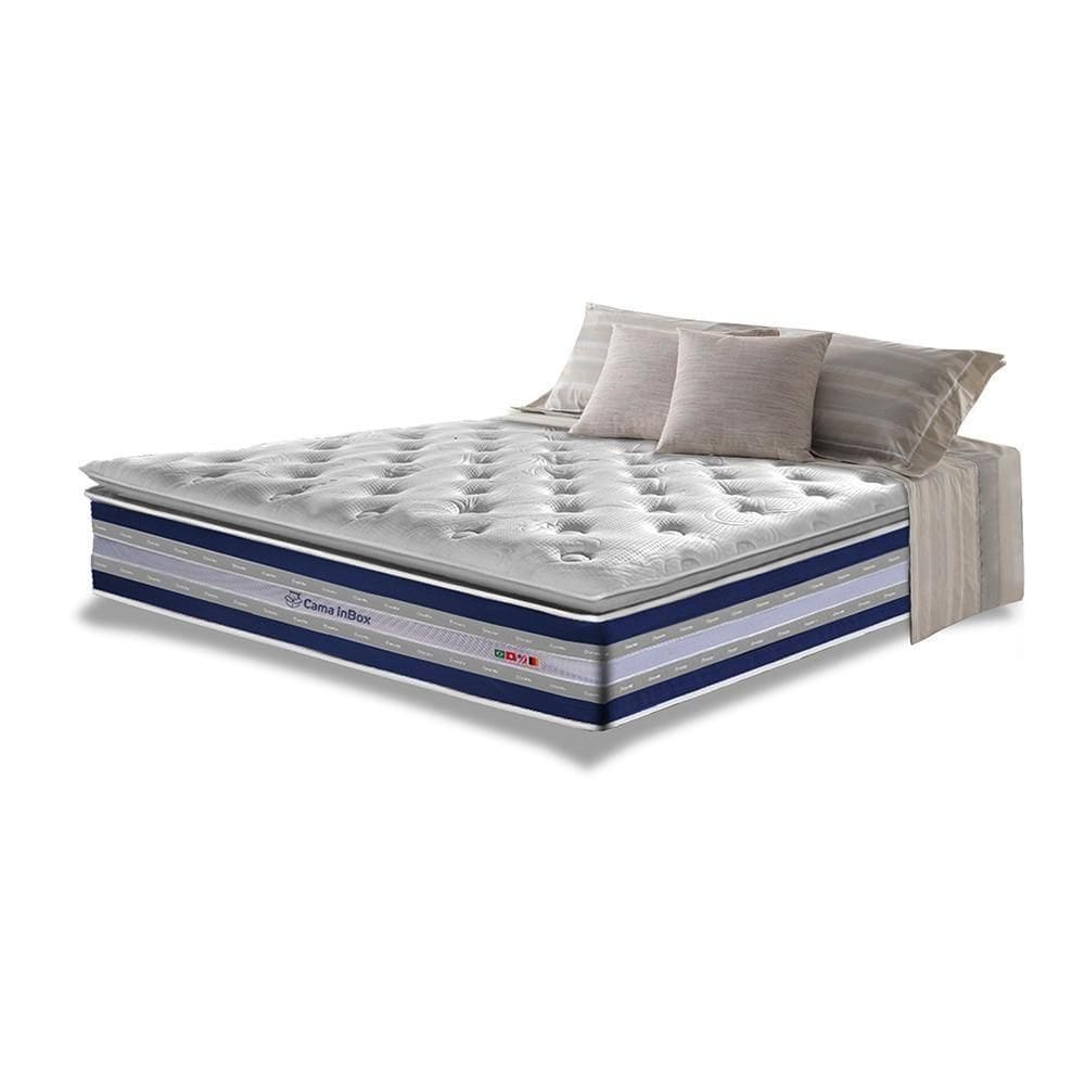 Colchão Casal De Molas Ensacadas D33 Com Pillow Top Cama Inbox Select 138x188x32 Azul