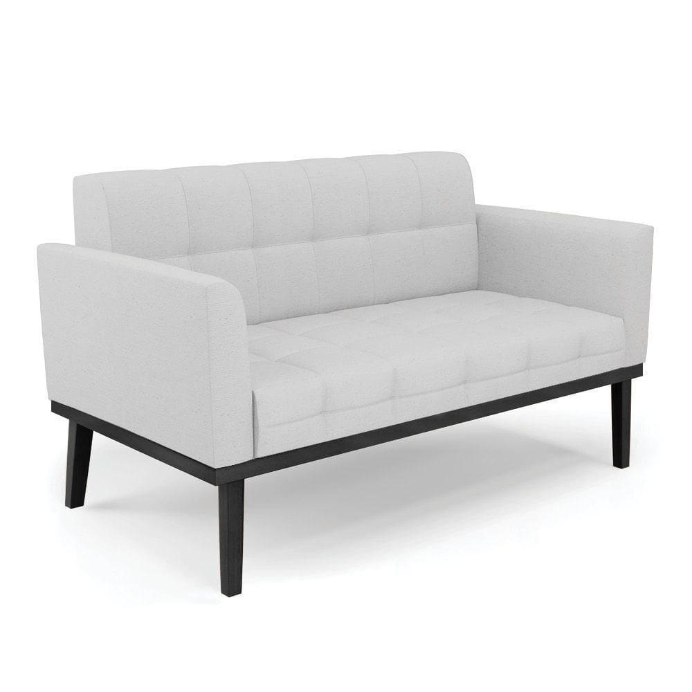 Sofá Namoradeira 2 Lugares Base De Madeira Preto Elisa Linho Cinza A05 D03 - D`rossi