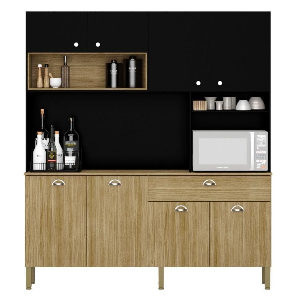 Kit De Cozinha Com 1 Gaveta Copenhage Freijó Nero