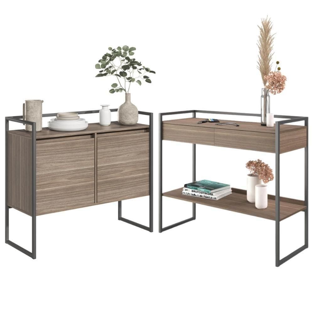 Conjunto Buffet Compacto E Aparador Industrial Affara