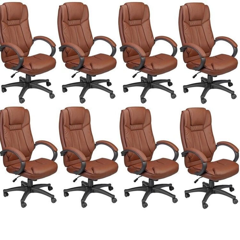 Kit 8 Cadeira de Escritório Presidente Giratória Office Nova Córdoba Marrom