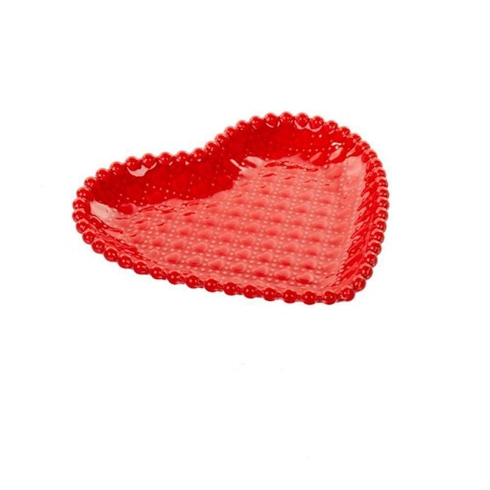 Prato De Cerâmica 2x18 Cm Coração Com Borda