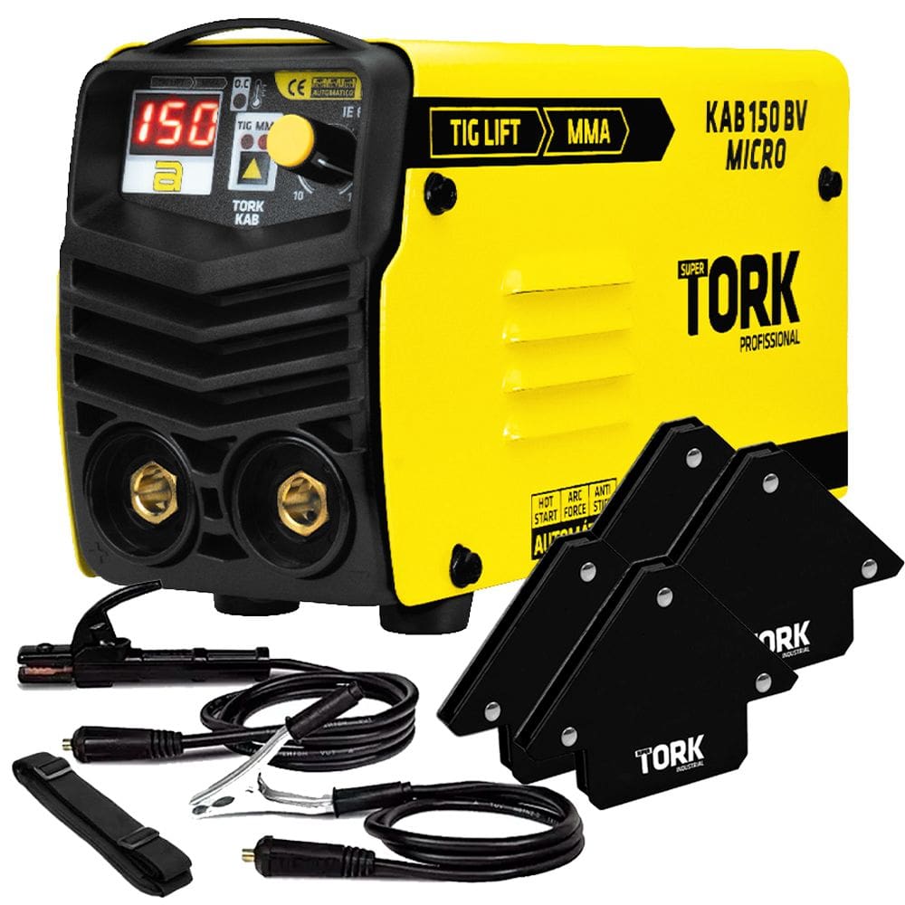 Kit Maquina De Solda Inversora Mma 4 Esquadros Magnetico 12kg