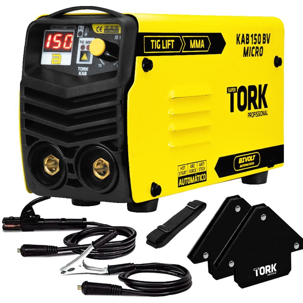 Kit Maquina De Solda Inversora Mma Com 2 Esquadros Magnetico 12kg