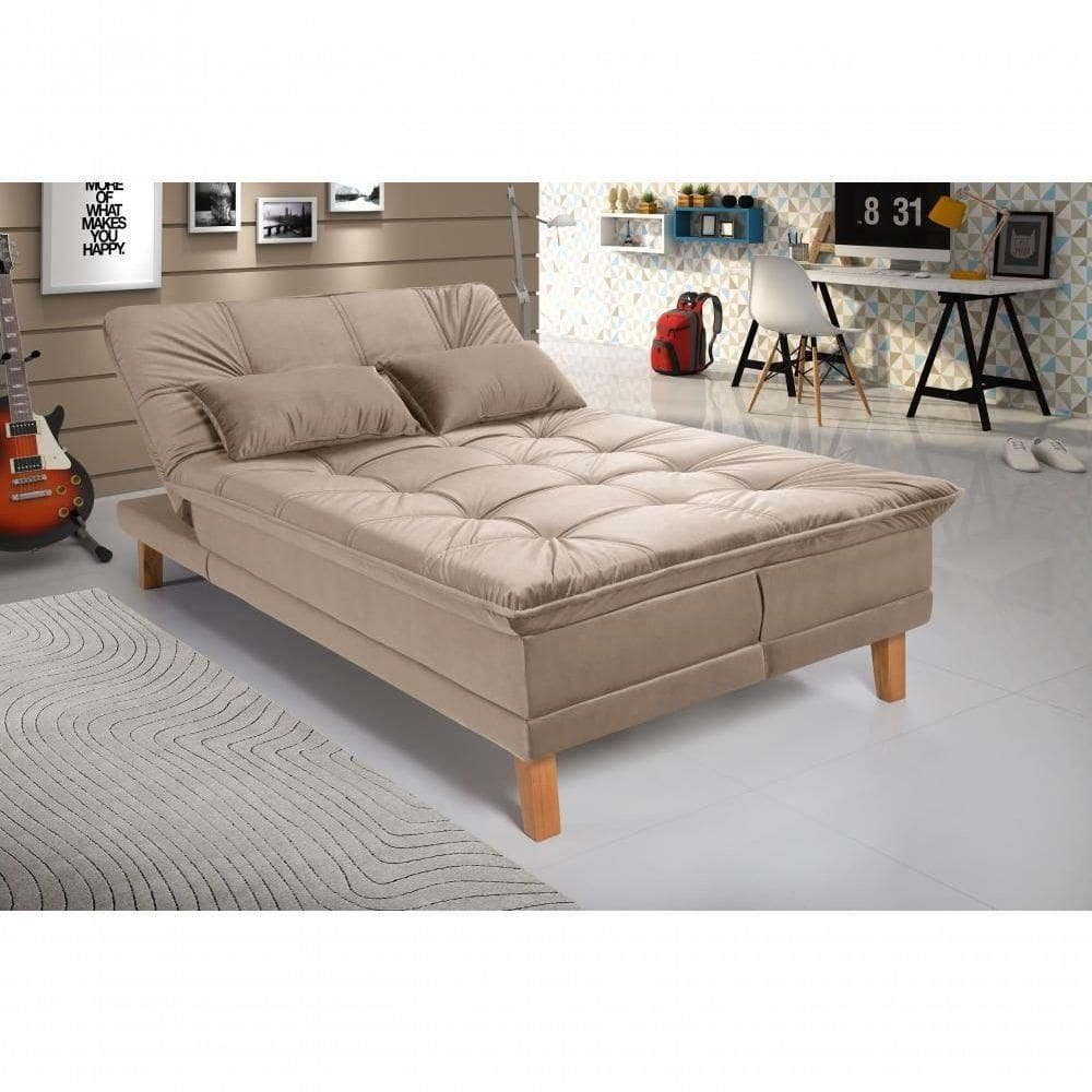 Sofá Cama Berlim 3 Lugares Império Reclinável Pés Madeira Com Banqueta Espuma D33 Suede Chocolate377