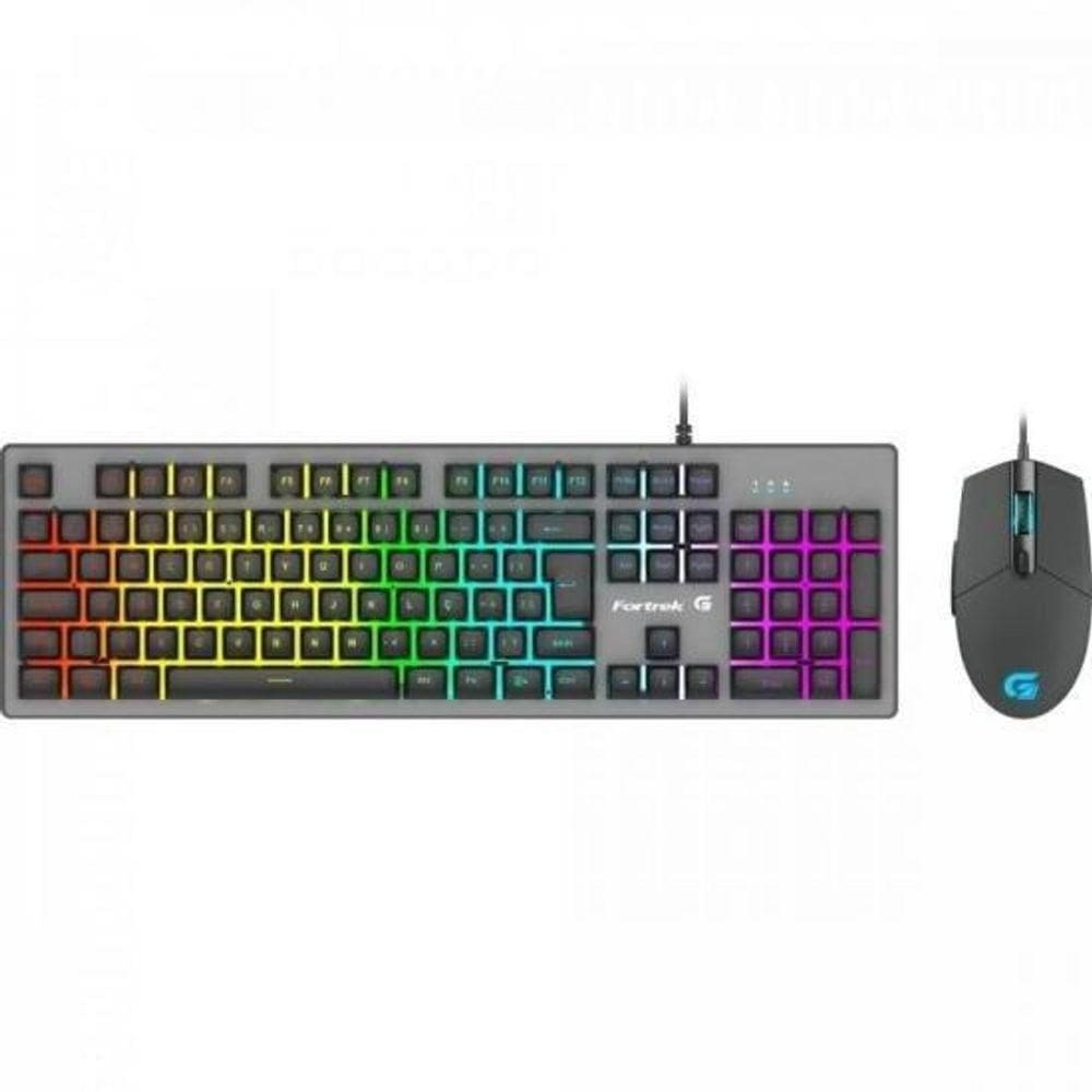 Kit Teclado E Mouse Gamer Fortrek Ranger Rainbow Rgb Grafite [f002]