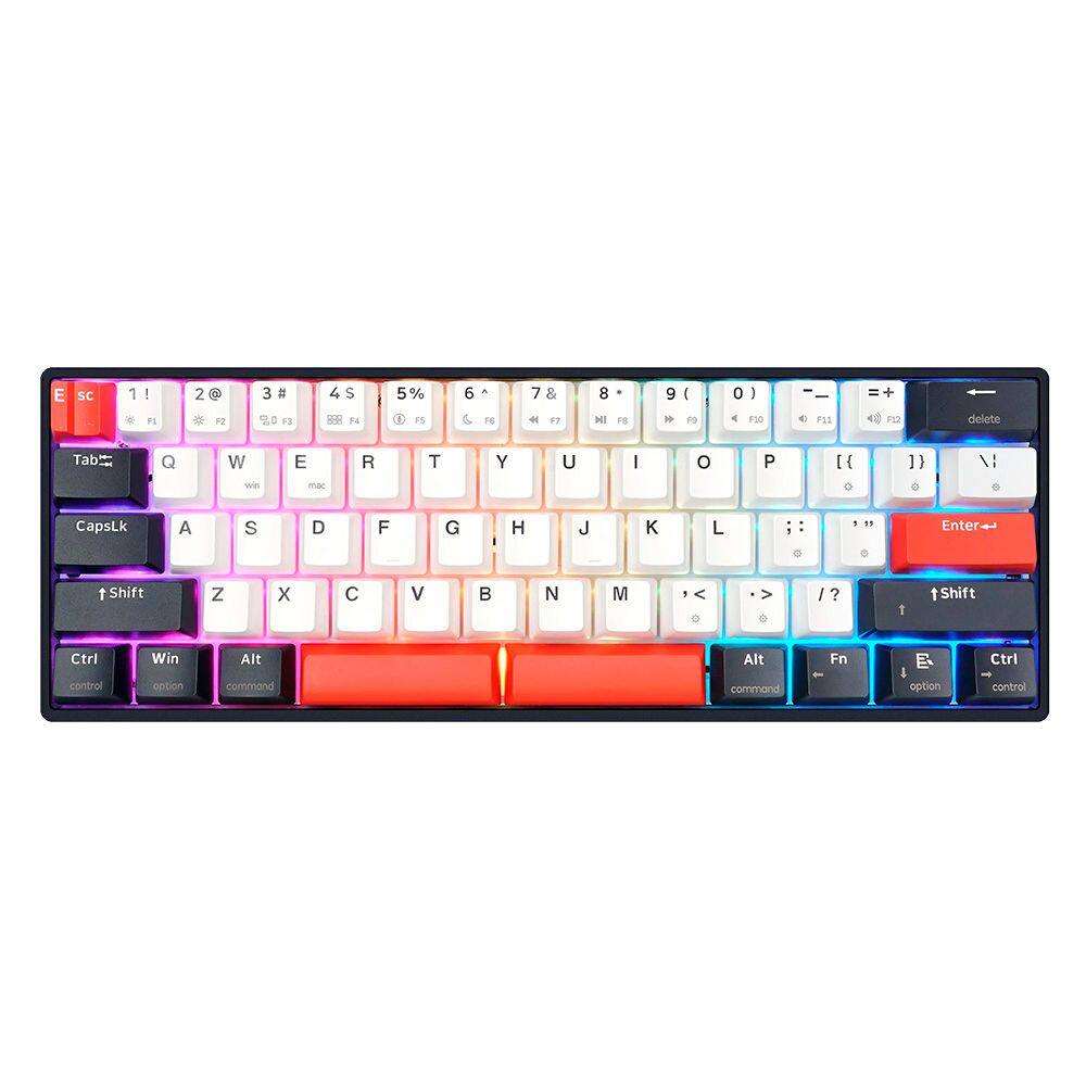 Teclado Gamer Skyloong Gk61 Qmkvia 60% Rgb Usb Hot Swap Switch Ktt Silver Preto