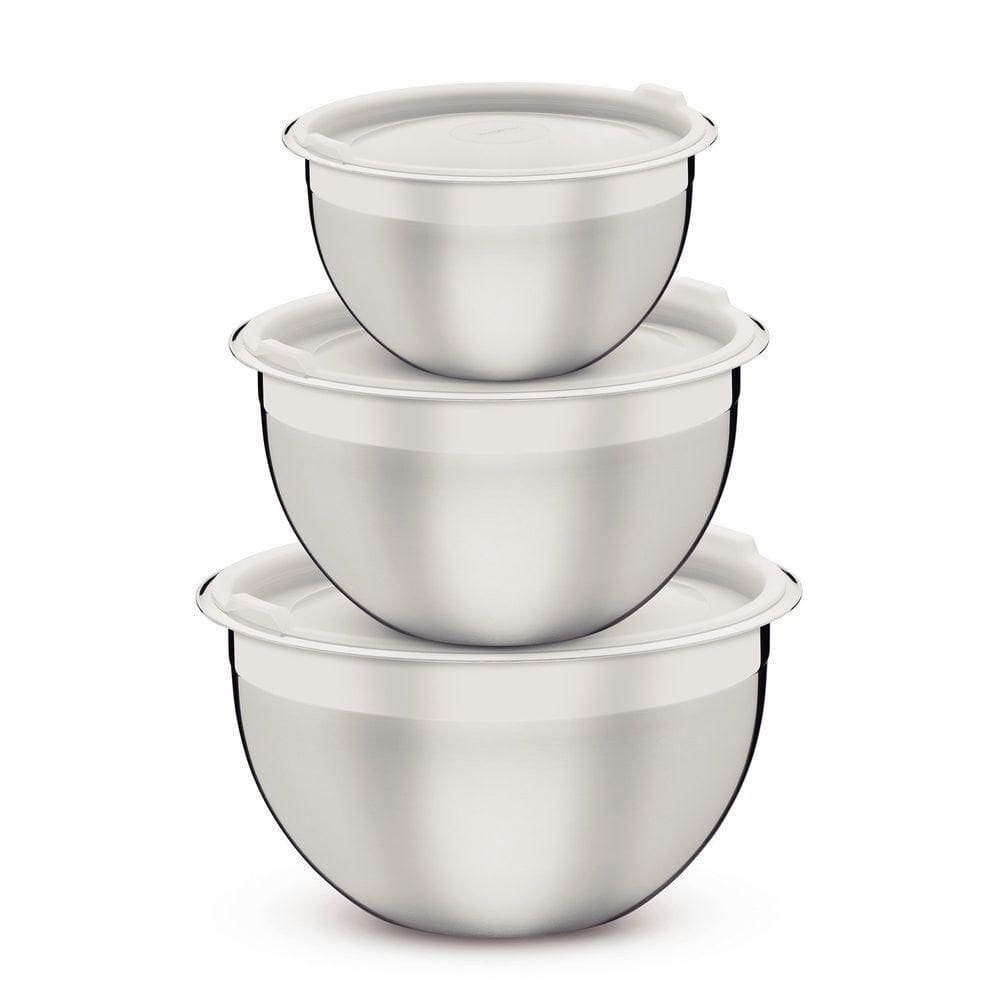 Jogo De Potes Tramontina Cucina Em Aço Inox Com Tampa Plástica 3 Peças Tramontina