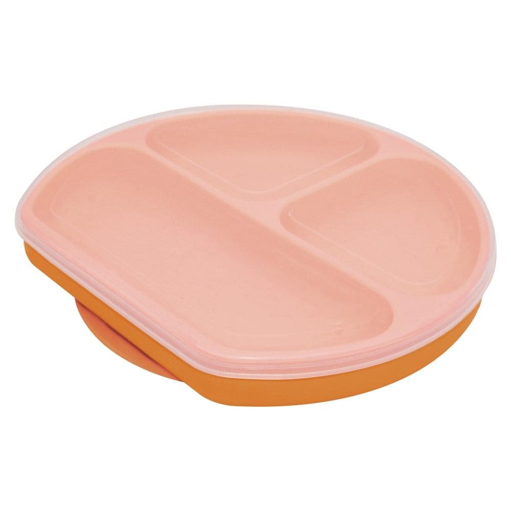 Prato de Silicone Infantil 3 Divisórias com Base de Sucção Laranja Oxford