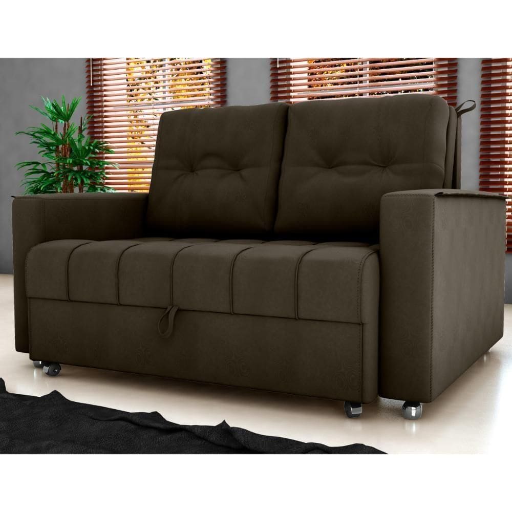 Sofá Cama Para Sala De Estar Remy Veludo Maserati Marrom