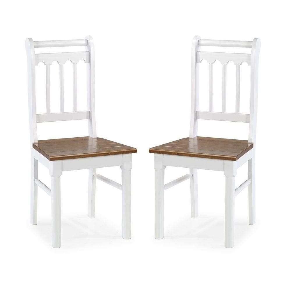 Conjunto 2 Cadeiras De Madeira Maciça Branco