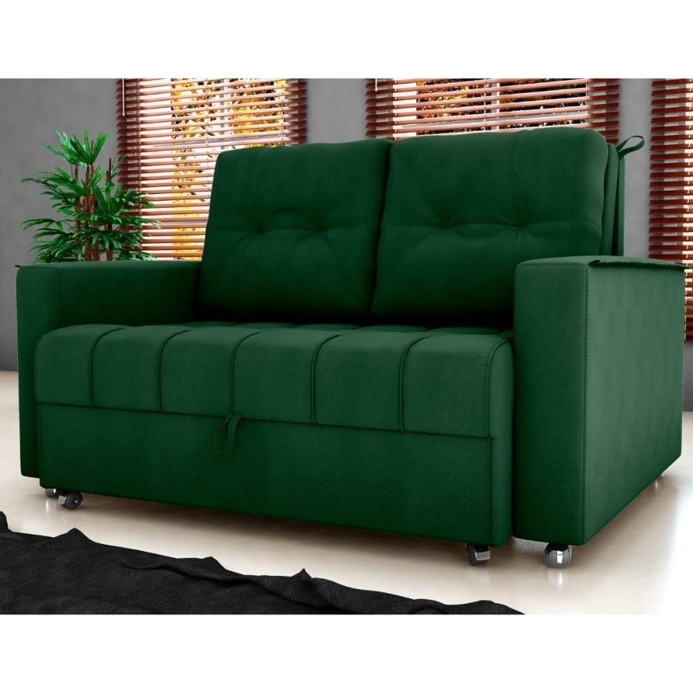 Sofá Cama Para Sala De Estar Remy Veludo Maserati Verde