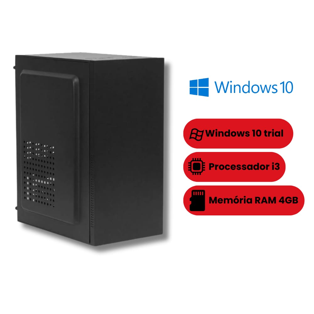 Computador Office Básico: Intel i3 com SSD e Windows 10