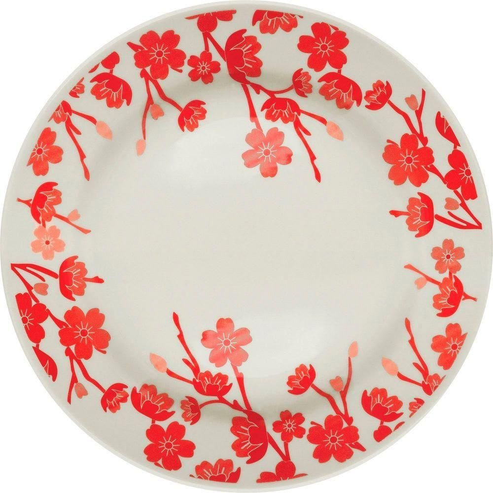 Kit 4 Pratos Rasos Donna Jardim Oriental Oxford Cerâmica 24cm