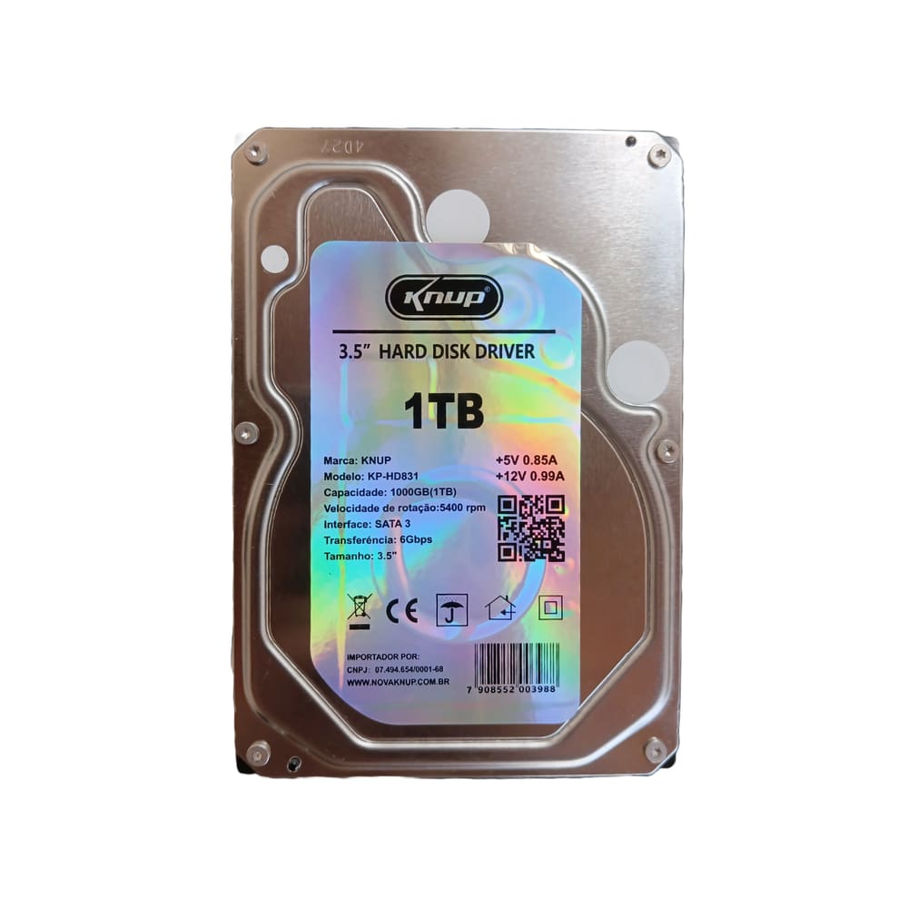 HD Disco Rígido 1TB 6Gbps PC Câmeras DVR 5400 RPM 3,5" Knup