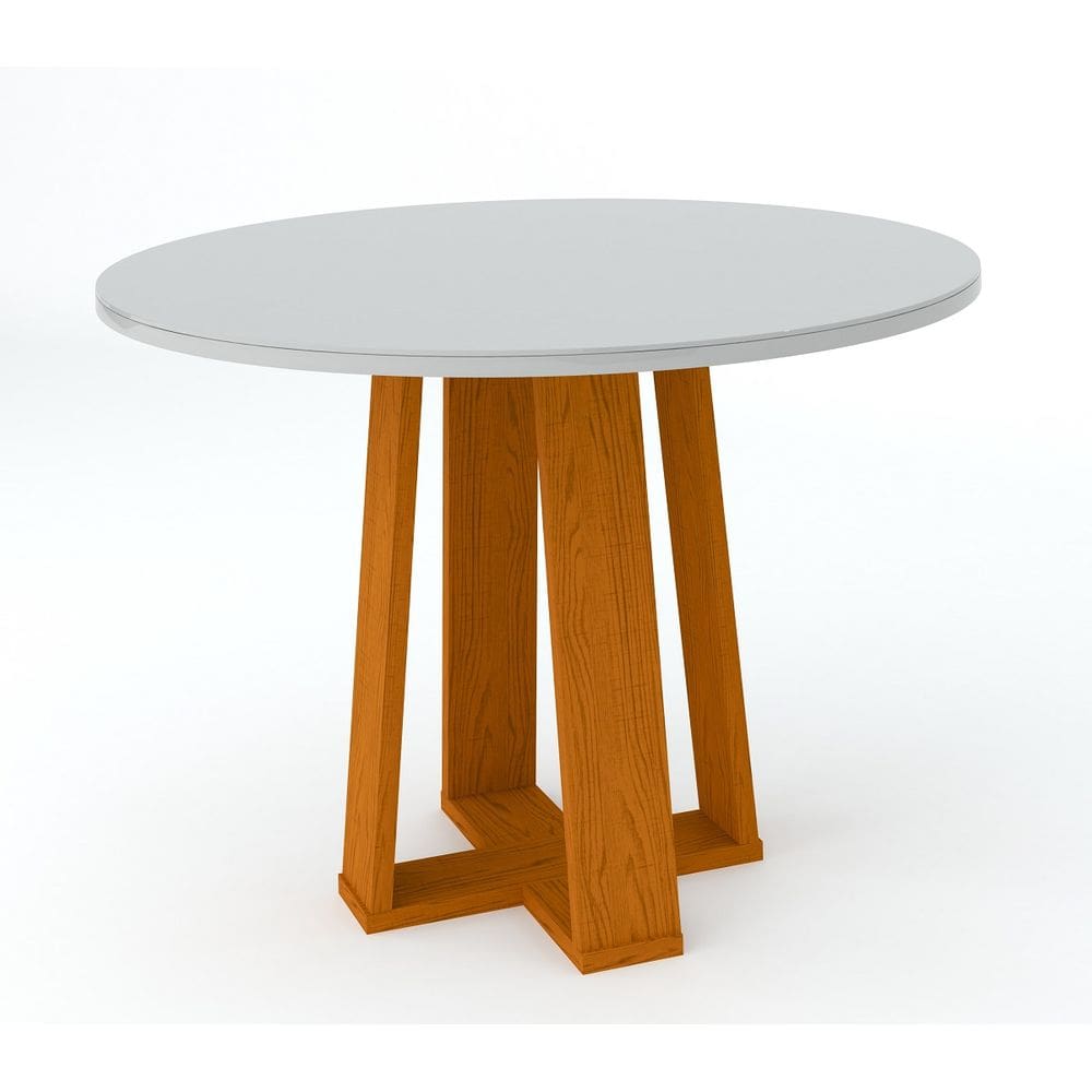 Mesa de Jantar Redonda 4 Lugares Isabela Ype OffWhite MDF 100x100 - New Ceval