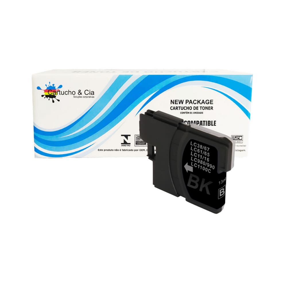Cartucho de Tinta LC 65 61 BK Preto para Brother J125 J140