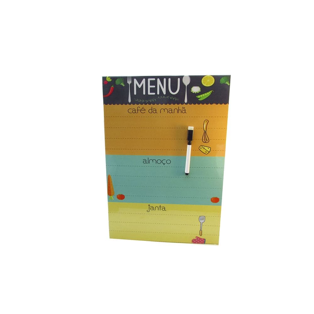 Placa Quadro Decorativa Estampada Menu De Metal C/ Caneta