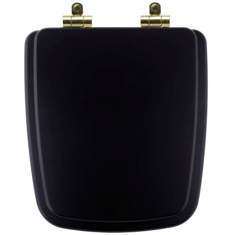 Tampa de Vaso Poliéster Com Fechamento Lento Boss Matte Black (Preto Fosco) para Louça Incepa com Ferragem Dourada