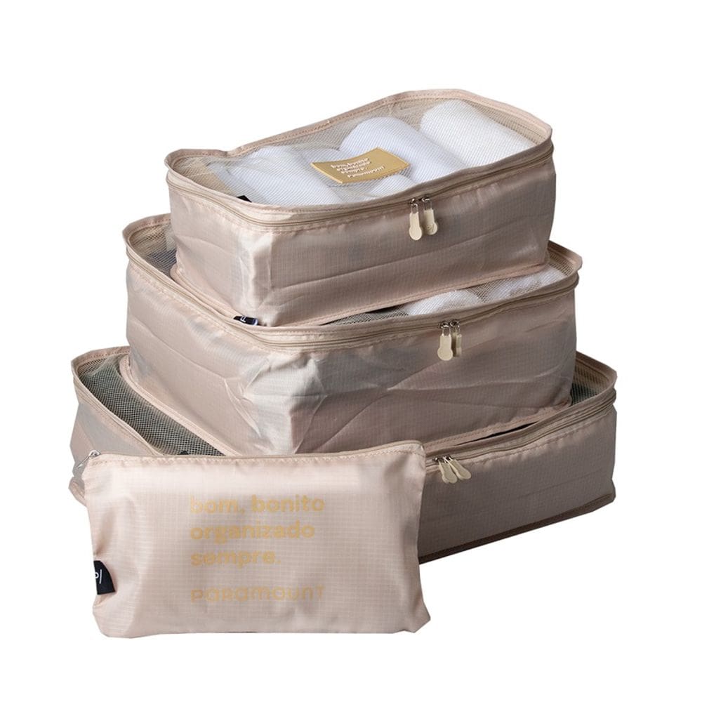 Kit Organizadores Mala de Viagem Com 4 Peças Creme Paramount