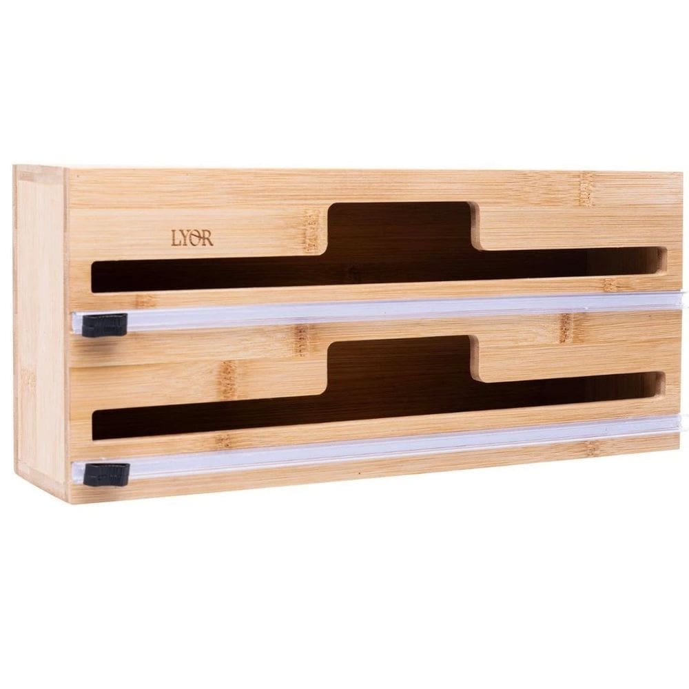 Suporte de Parede 2 em 1 para Papel Aluminio e Plastico Filme em Bambu Lyor