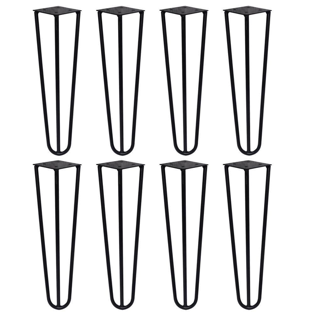 Kit 8 Pés De Metal 30 Cm Mesa De Canto Rack E Puffs Preto