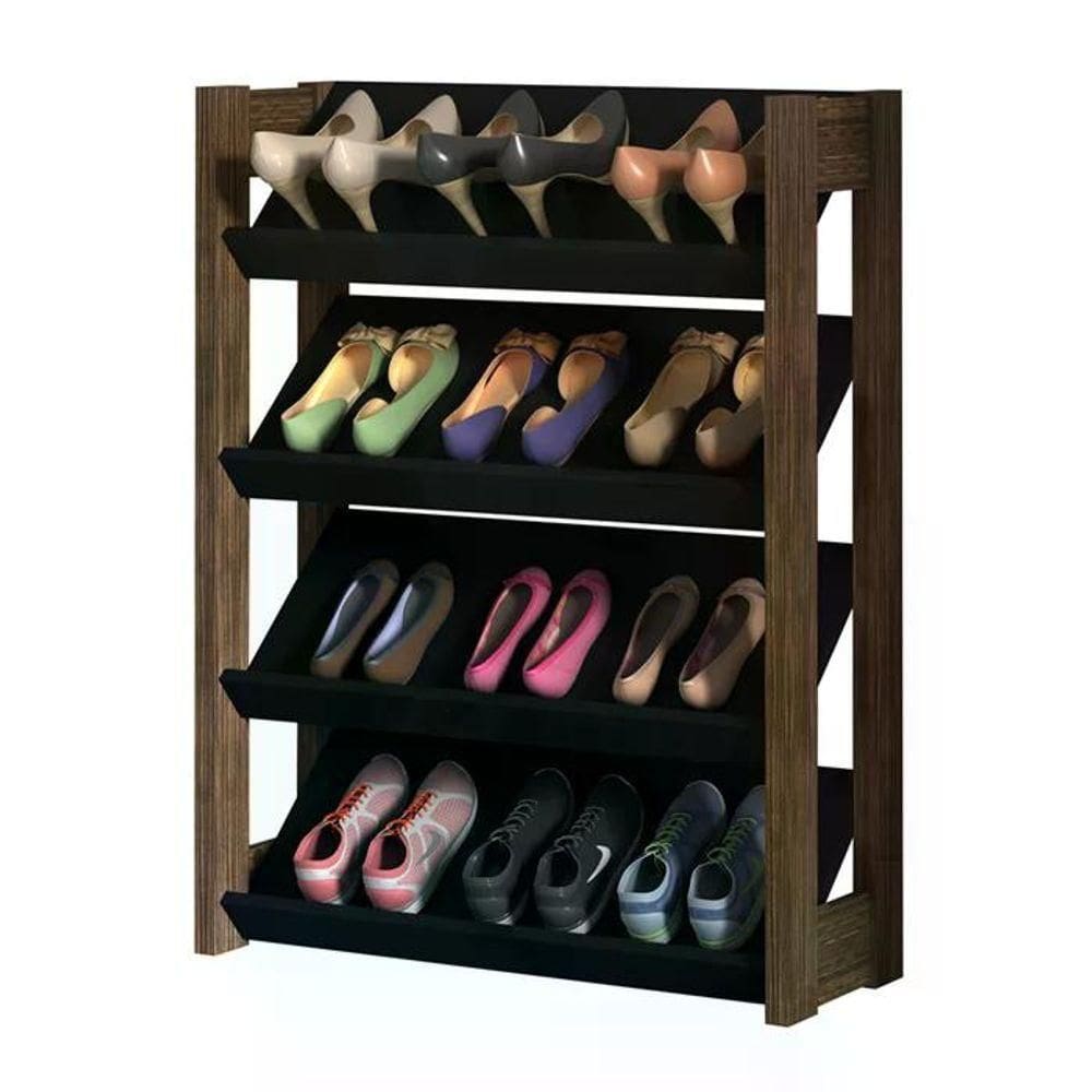 Sapateira Organizadora Para 12 Pares De Calçados Preto Nogal