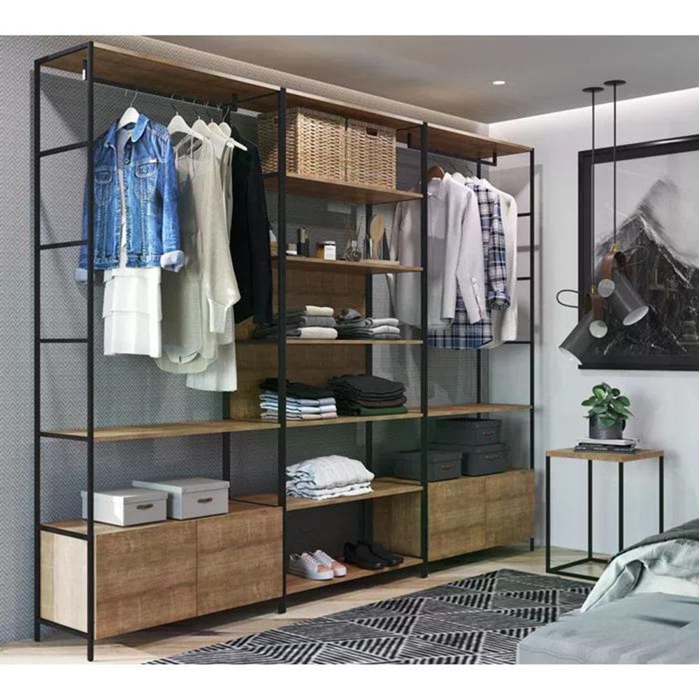 Conjunto Estantes Para Closet Steel Quadra Preto Fosco