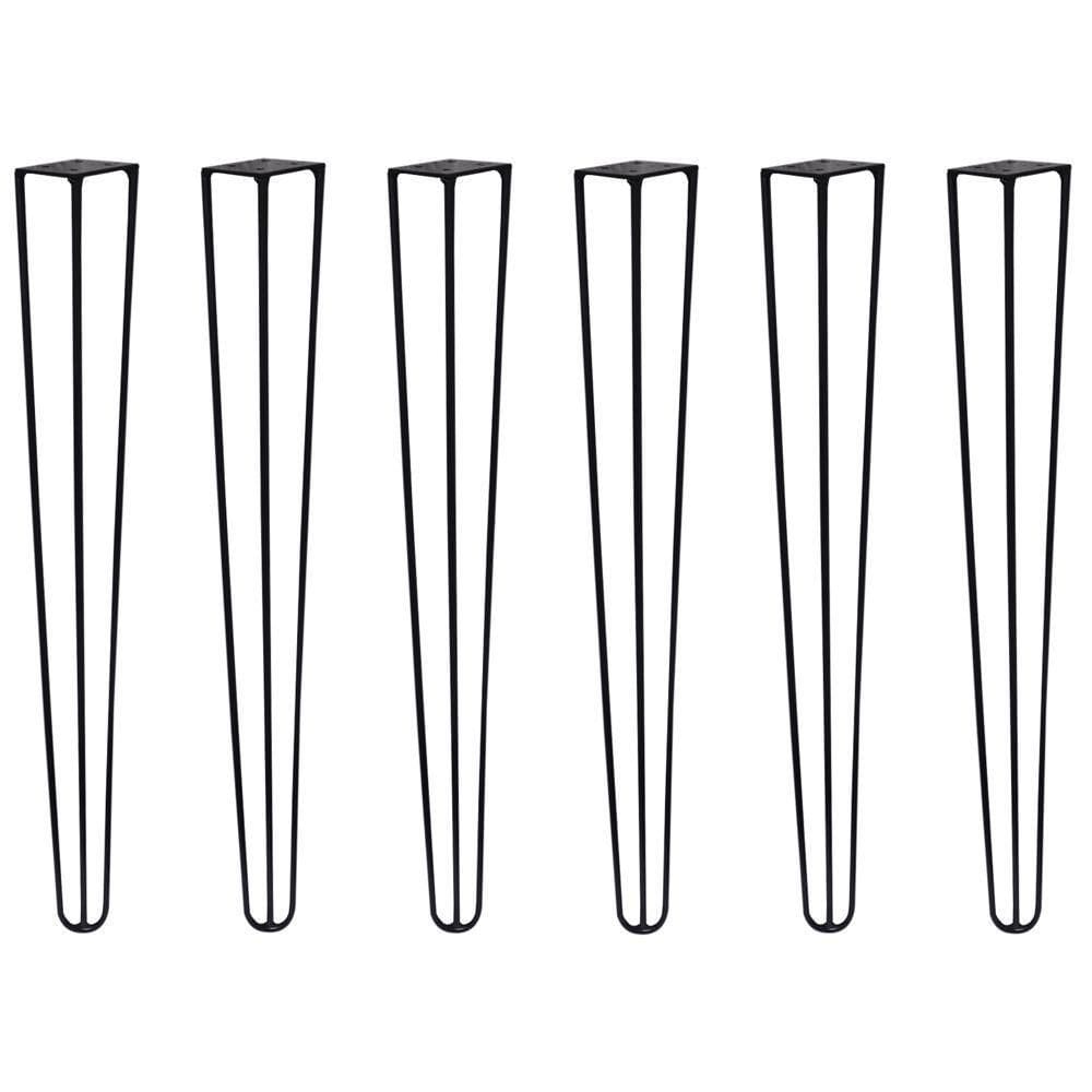 Kit 6 Pés De Metal 60 Cm Harpin Legs Mesa De Canto Preto