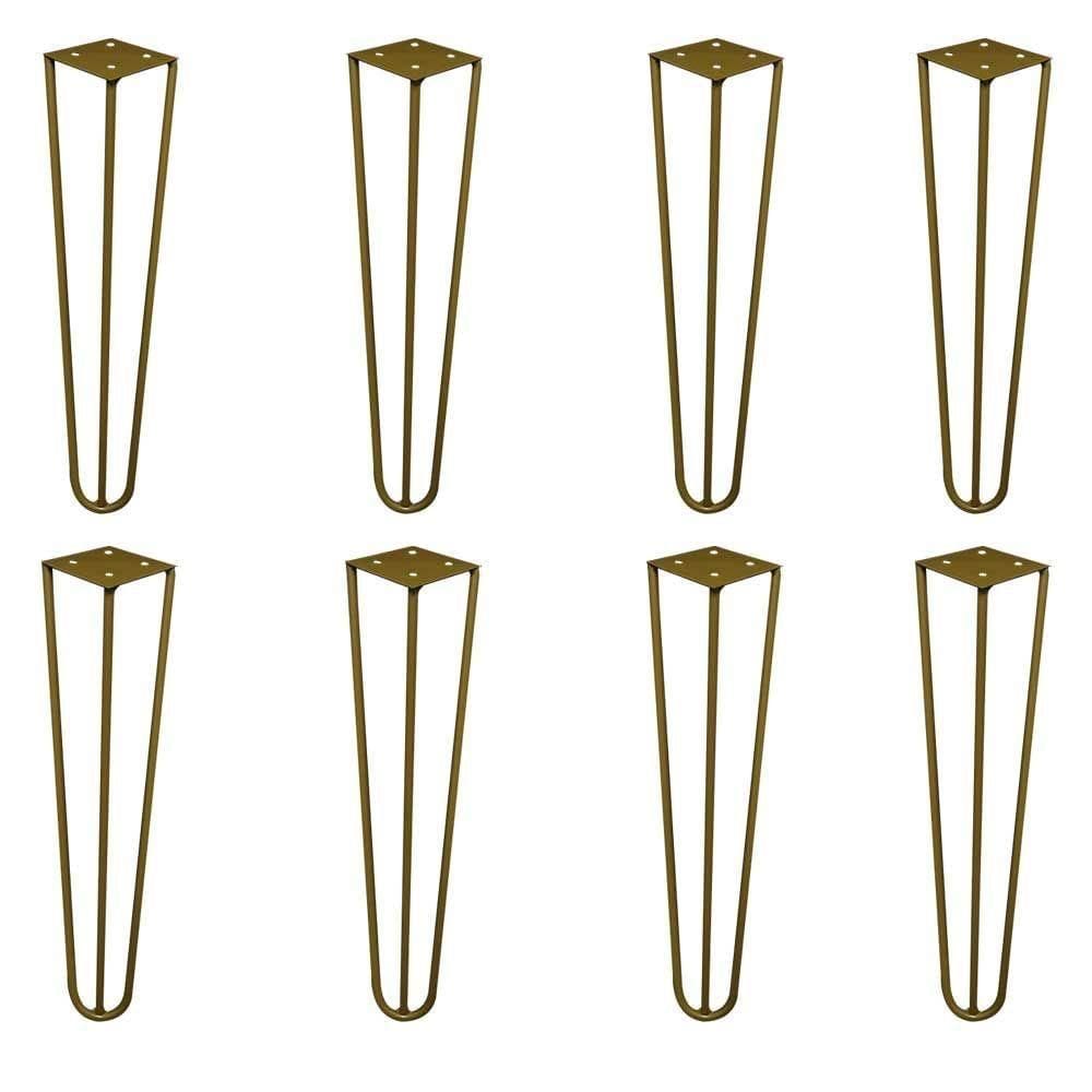 Kit 8 Pés De Metal 30 Cm Mesa De Canto Rack E Puffs Dourado