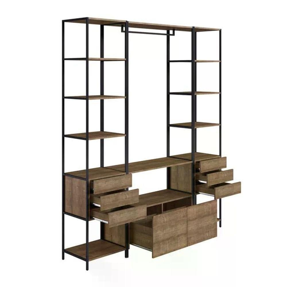 Conjunto Estantes P/ Closet Vermont Preto Fosco Artesano