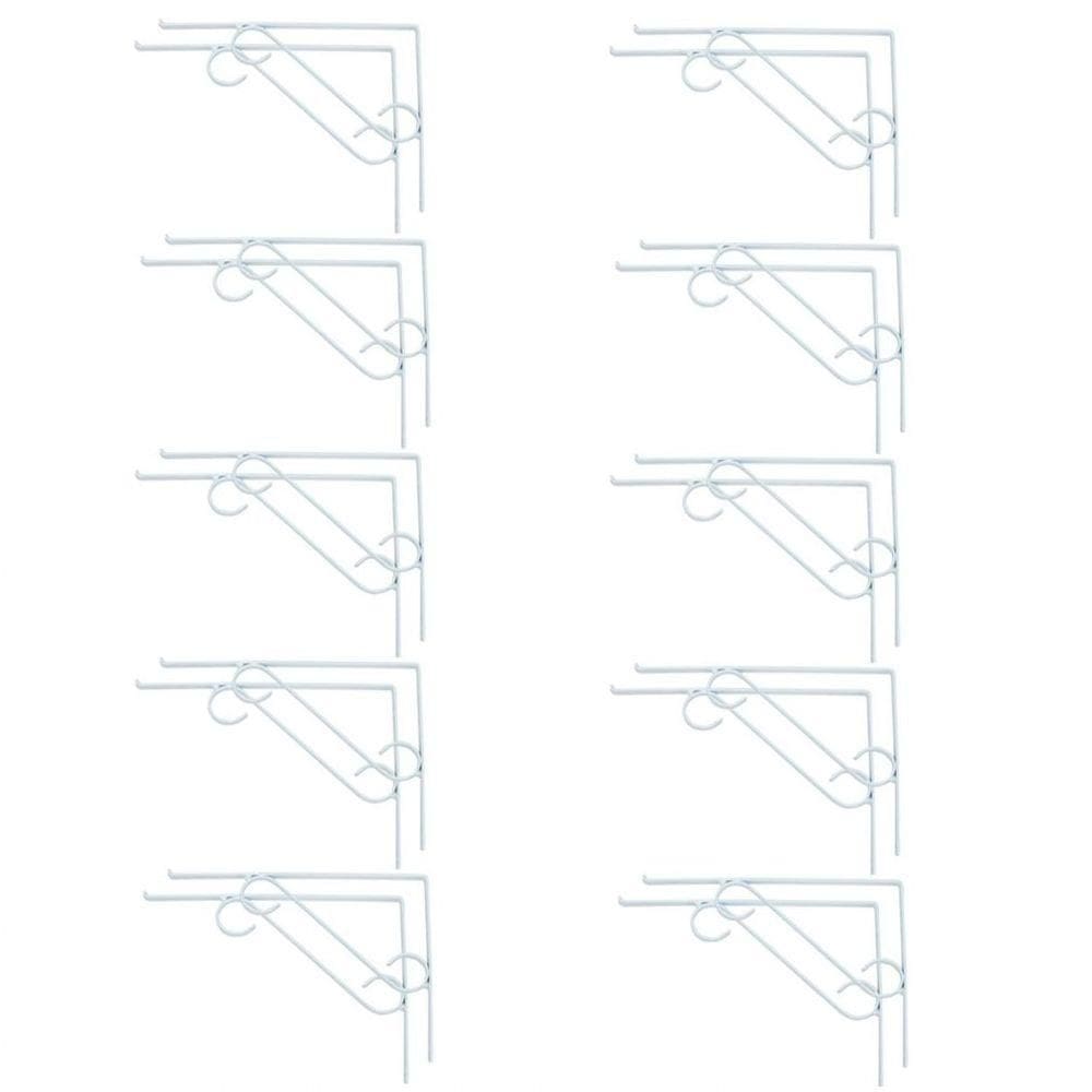 Kit 20 Cantoneira Branca Suporte Em S P/ Vidro 50X30Cm