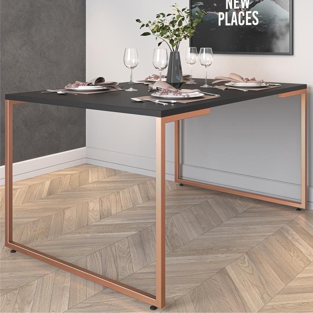 Mesa De Jantar Colt Preto Cobre