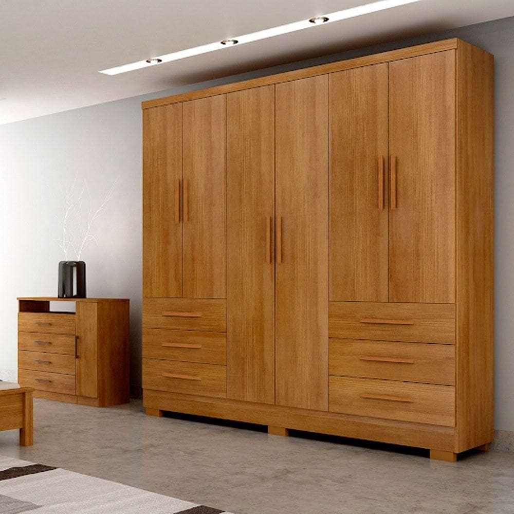 Guarda Roupa Agata 6 Portas 6 Gavetas Com 6 Pés Cumaru