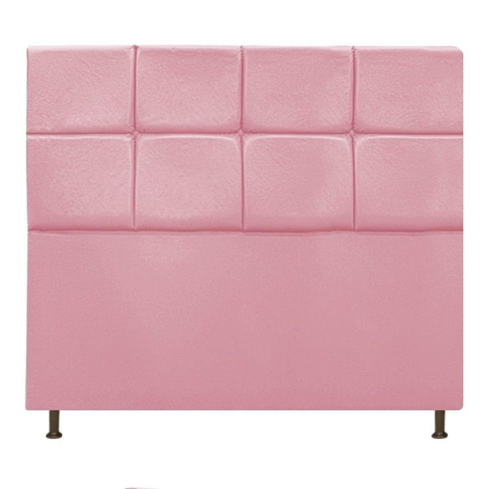 Cabeceira Estofada Damares 140cm Casal com Botonê Rosa Bebê