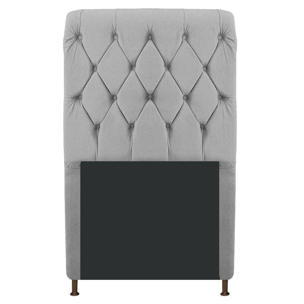 Cabeceira Estofada Cristal 90cm Solteiro Cinza