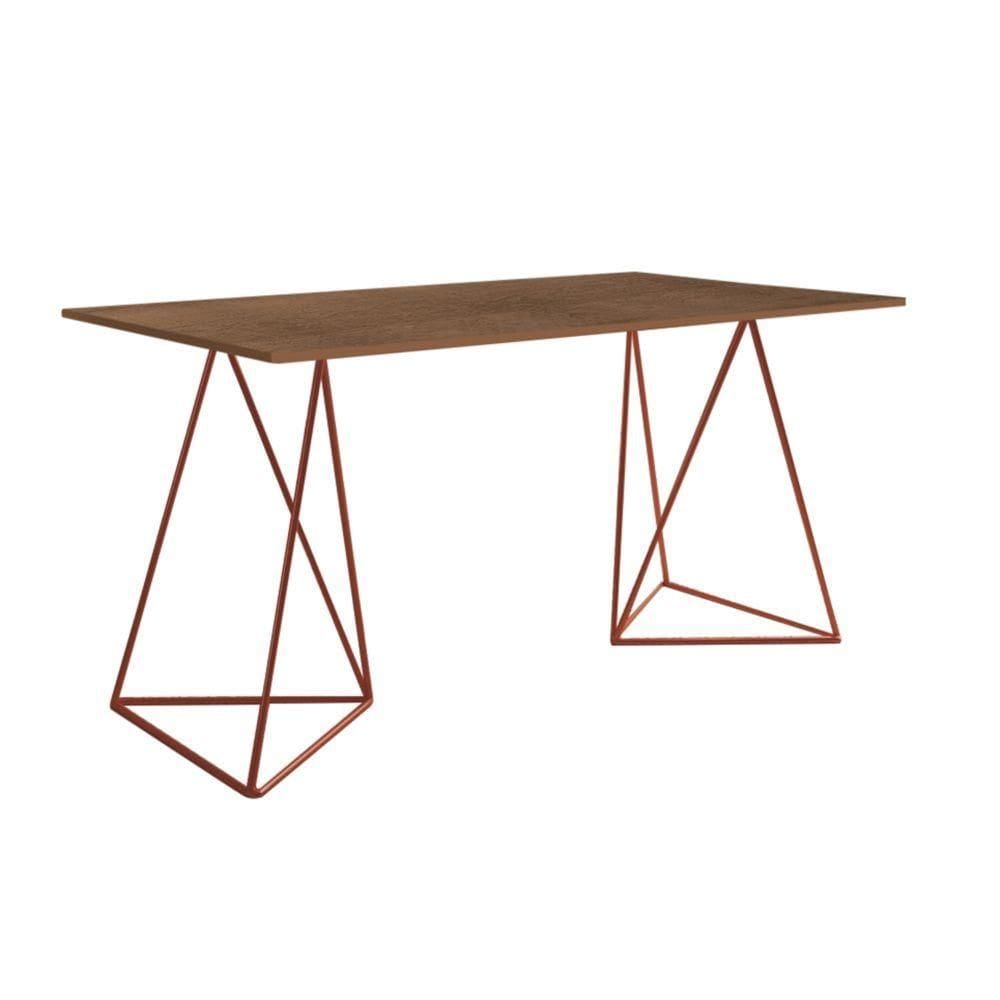 Escrivinha Mesa Bela Vista Cobre E Tampo Imbuia - Cor: Marrom