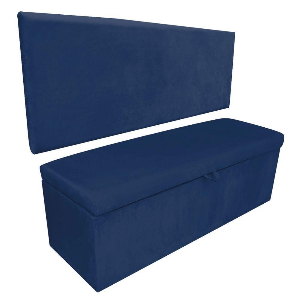 Kit Calçadeira e Painel Clean 160 Cm Suede Azul Marinho