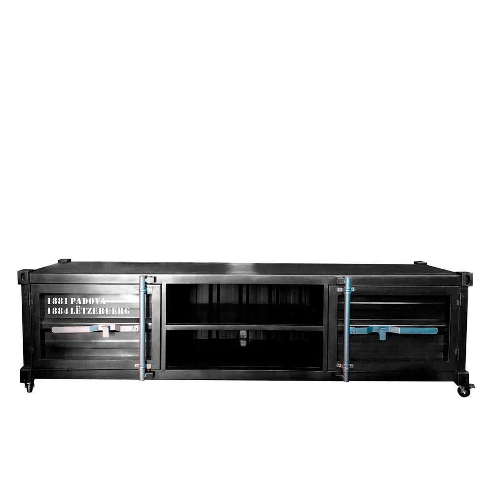 Rack para Tv Newark Estilo Industrial Em Ferro Preto 200cm