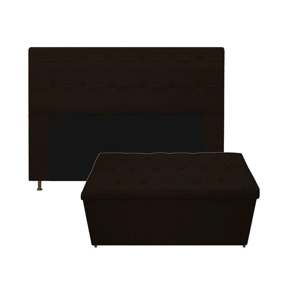 Cabeceira E Calçadeira 140Cm Casal Capitonê Corano Marrom